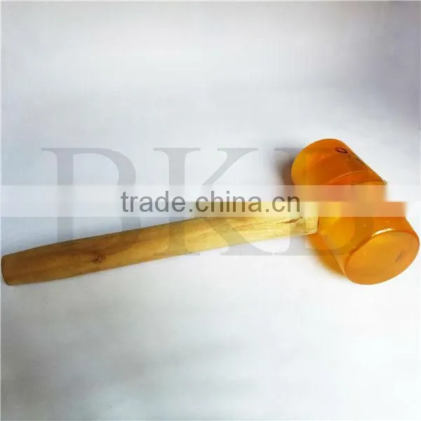 Big size clear rubber hammer with wooden handle