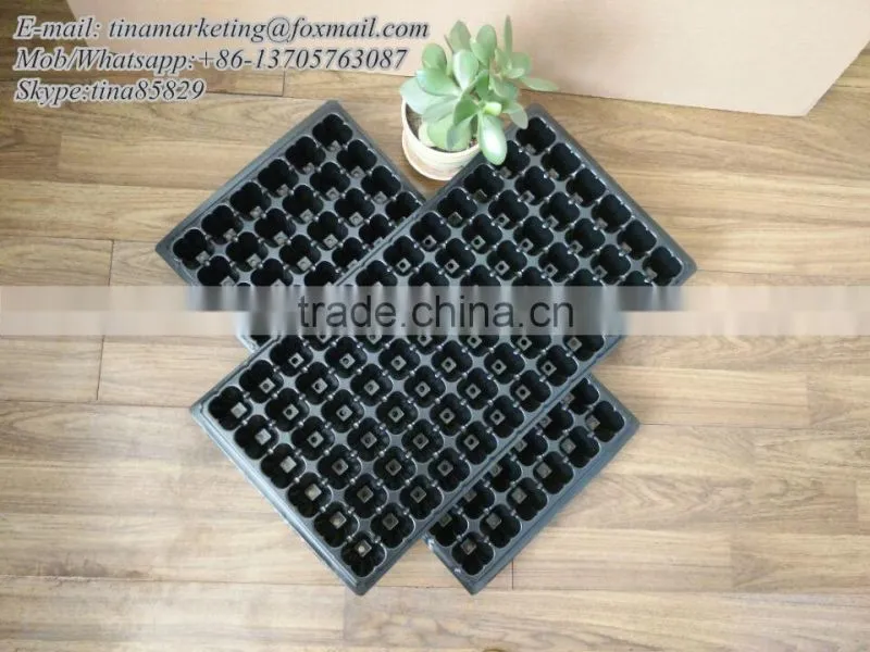 72 Cell Black PS Plastic Material Plant Nursery Seed Starter Tray with Earth Plugs
