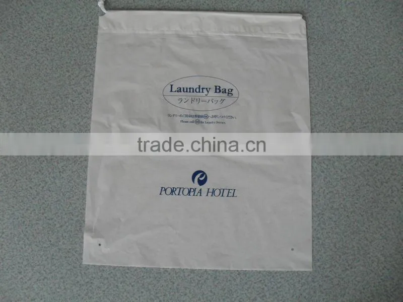 Plastic laundry drawtape handle bag for family