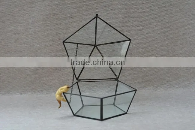 Wholesale geometric glass greenhouse keepsake flower Box jewelry box