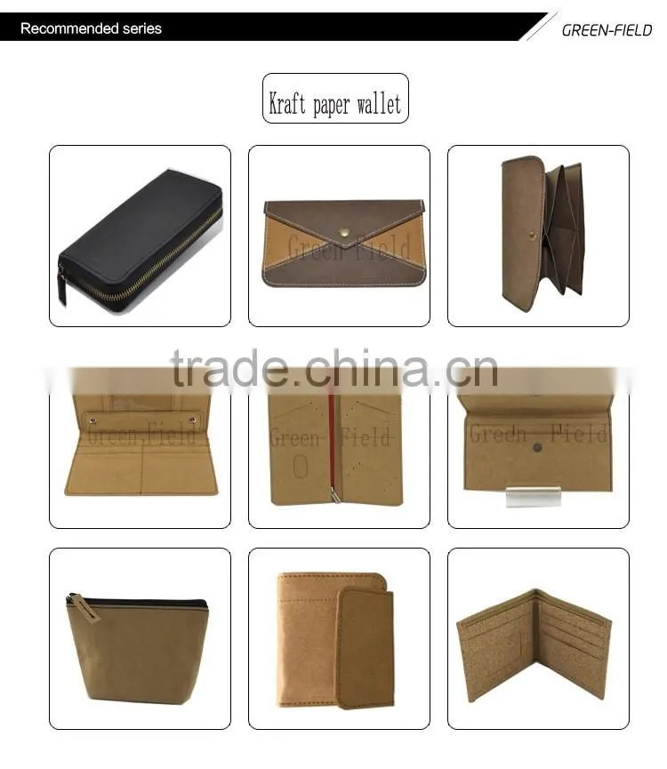 Fashionable Color Environmental and Washable Kraft Paper Blocking Wallet