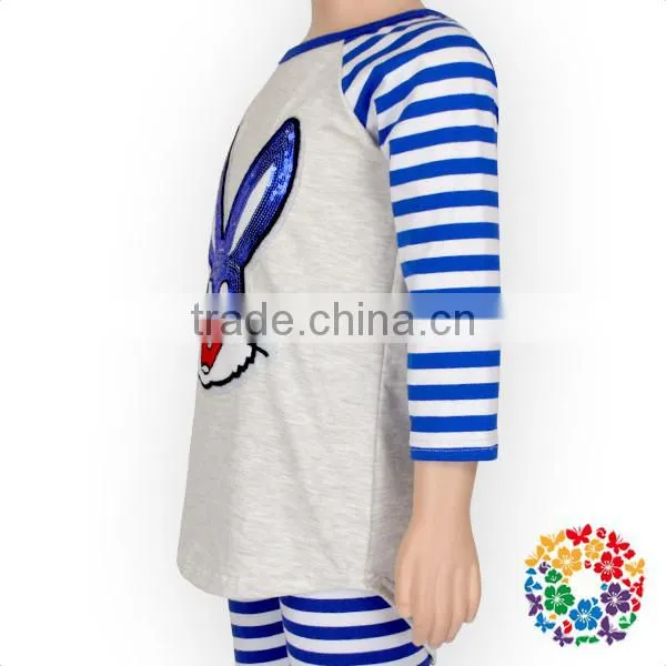 Easter Bunny Embroidery Sequin Kids Tshirts Fashion New Pattern Long Sleeve Easter Kids Raglan Shirts