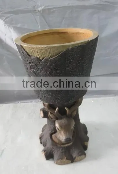 knock-down handmade fiberglass deer balcony flower pots