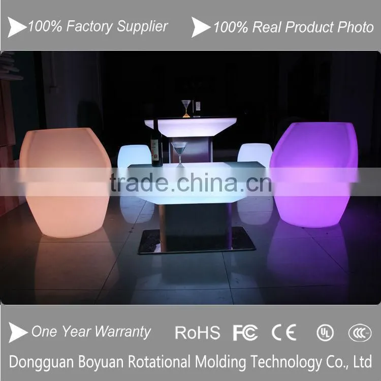 Outdoor rechargeable LED glow furniture with aluminum base