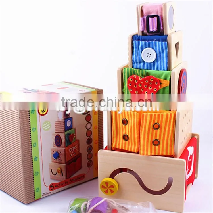 Creative intelligent nesting toys wooden baby stacking cups W13D089