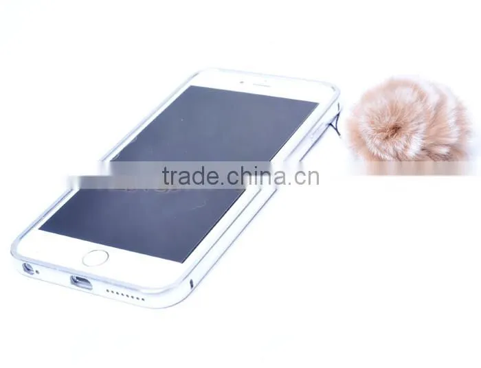 CX-A-54G Rabbit Fur Mobile Phone Strap Promotional Ring Fur Keychain