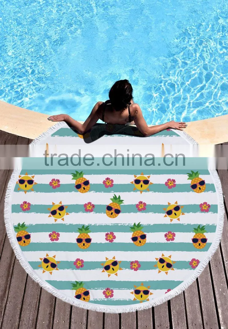 custom printed good quality round towel printed Many color round beach towel