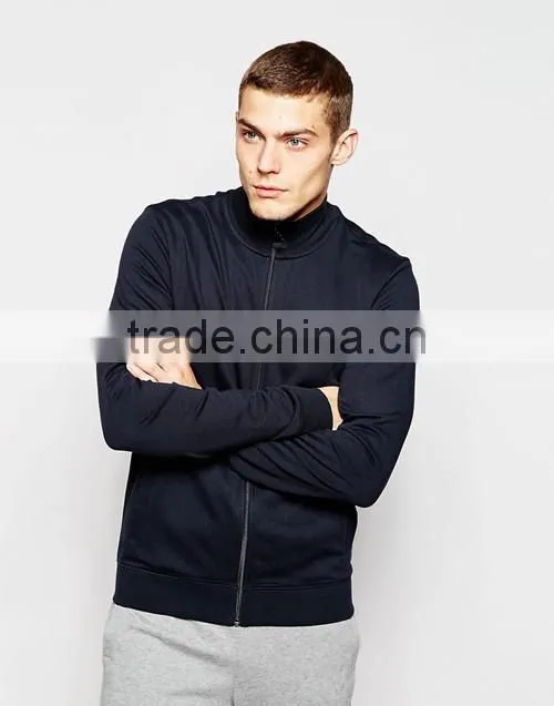 Custom cheap high quality your own brand zip up casual sports black sweatshirt without hood