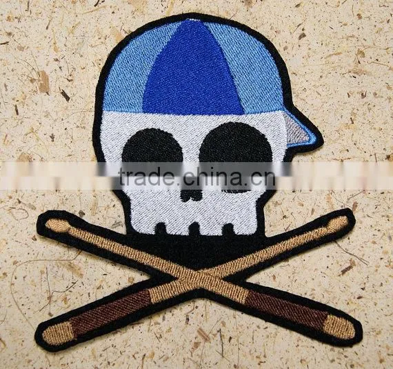 Custom high quality embroidered creative skulls patch for clothes embroidery patch made in china choose size/color