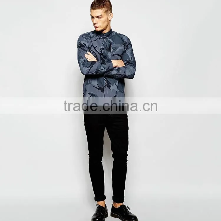 Mens Cheap Flannel Shirt Wreath Shirt with Camo Print
