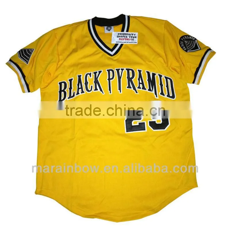 Pyramid Pullover V neck baseball Jersey with embroidery cheapest price custom made