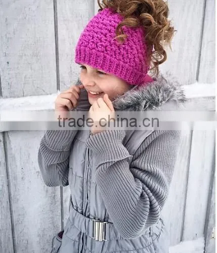 Hot Sale Crochet Running Messy Bun Beanie Hat