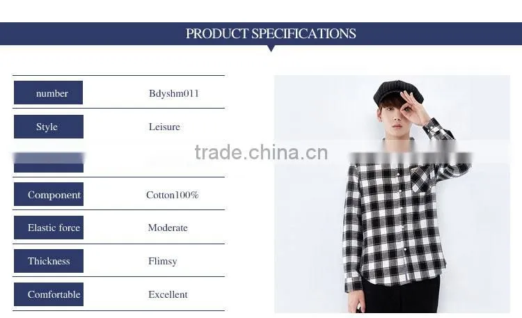 2015 New Fancy One Pocket Men Casual Check Fannel Leisure Shirt
