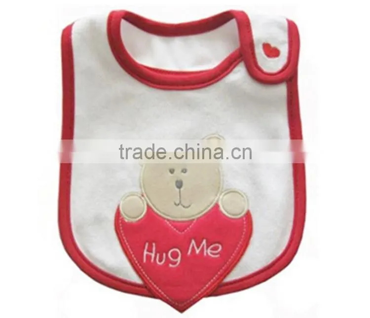 "Hug me" Embroidered bear baby drool bib