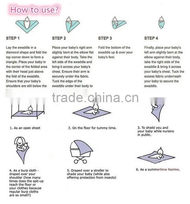 Multi-use cotton baby muslin clothing swaddle blanket