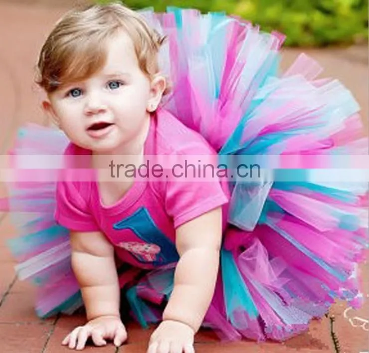 2015 super fluffy purple with Turquoise blue kids parth birthday pettiskirt tutu