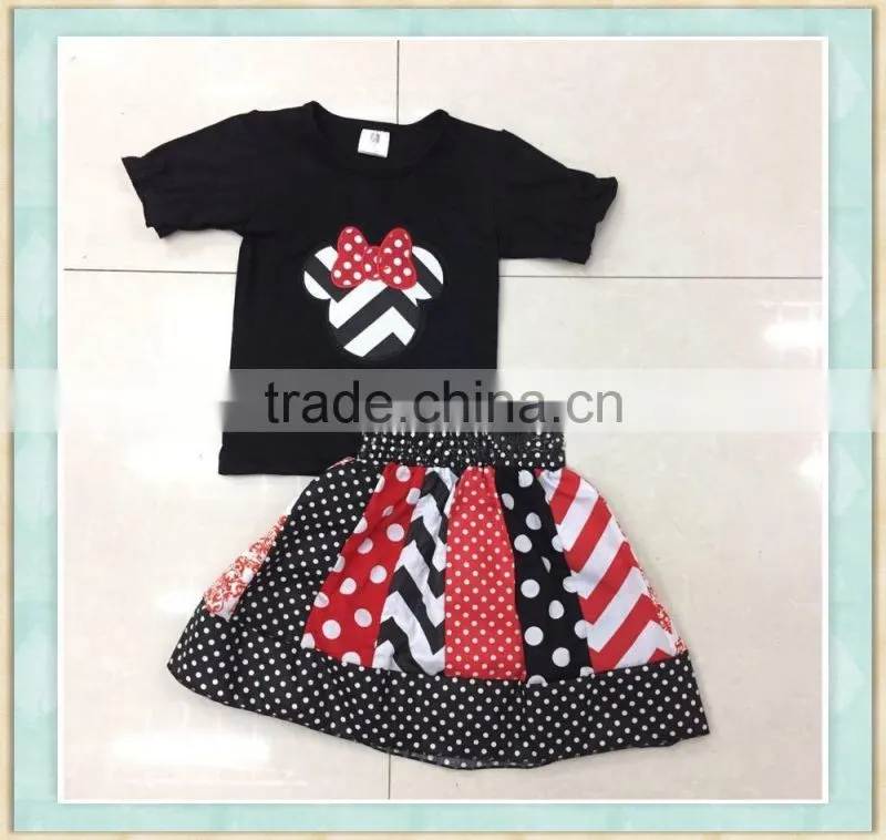 Christmas boutique outfit tutu skirt black top with colorful egg embroidery baby clothing