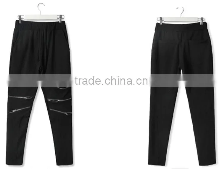 wholesale 100% cotton men jogger sweatpants blank/custom plain jogger pants/mens jogger pants with zipper details p-24