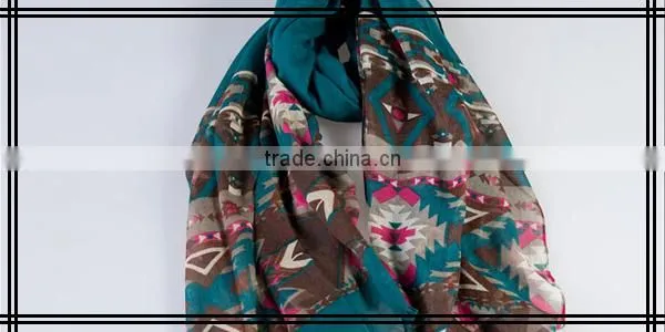 Geometry Pattern Tassels Printed Viscose Scarf