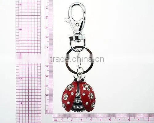Painting red and black alloy Insect ladybird key chain