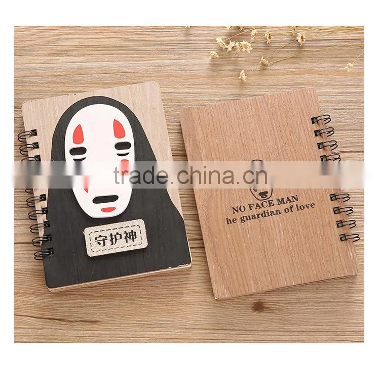 Spirited Away No Face Man Cartoon Wooden Japanese Anime Notebook Design A