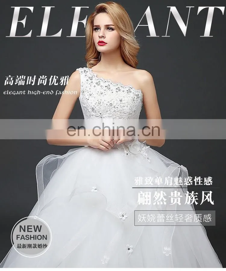 HS1631 2017 China Sexy Real Photos One shoulder Wedding Bridal Dress Vestidos