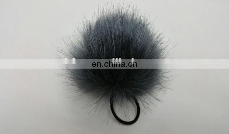 Fluffy and cute baby elastic hair band with faux fur ball
