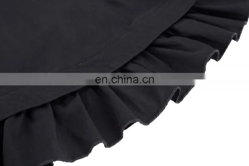 Belle Poque Womens Victorian Style High Stretchy Nylon-Cotton Vintage Retro Ruffled Fishtail Mermaid Black Long Skirt BP000203-1