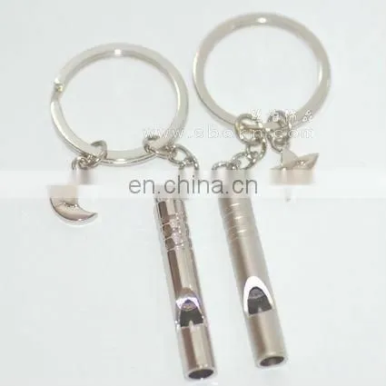 Whistle with star and moon shape couple keychain