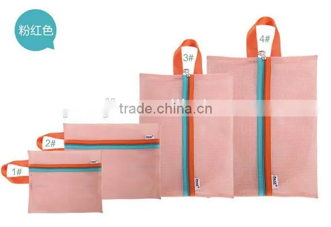Good Bag 4 Pcs/set Portable Handle Mesh Travel Pouch Tote Bag Packable Zipper Toiletry Tote Underwear Organizer Storage Bag