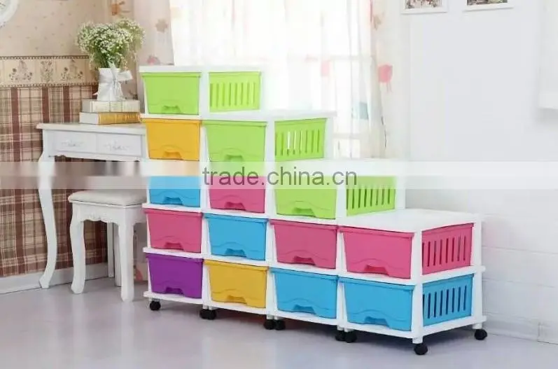 2016 Japan hot selling new style colorful 4 tier detachable plastic storage drawer, locker, cabinet