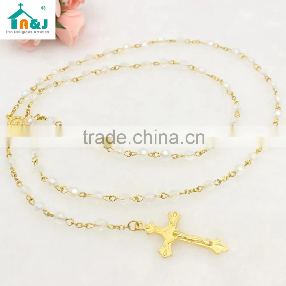 Religious plastic rosary bead wholesale necklace