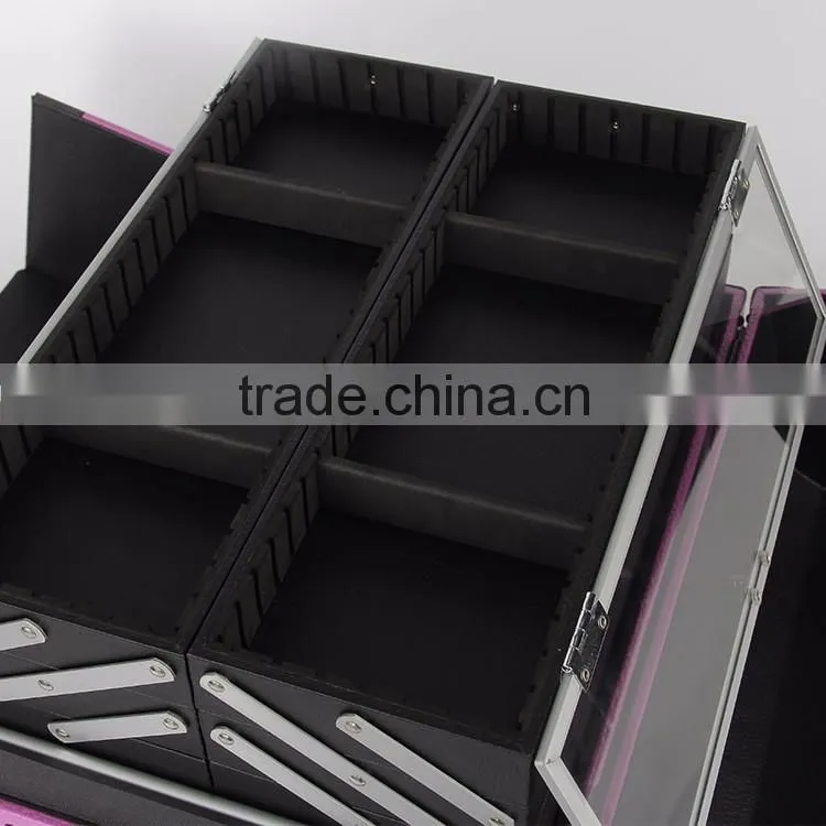 Guangzhou factory OEM professional soft rolling makeup case drawers / makeup trolley case for Artist