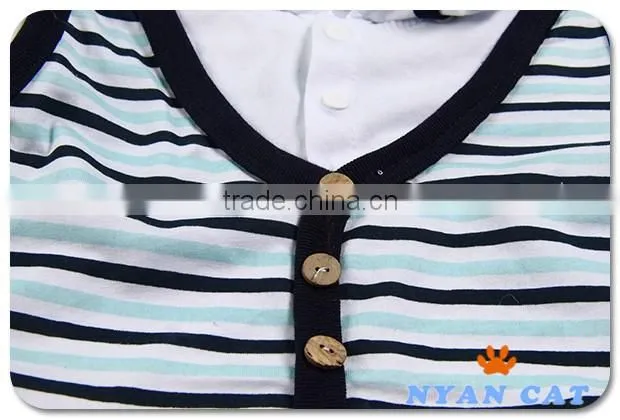 2016 British Style Newborn Baby Clothes Cotton Jumpsuits Breathable Toddler Boy Stripe Rompers Breathable Handsome Boy Clothing