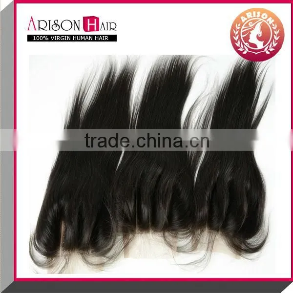 2014 new arrive hot selling lace closure in natural color straight three part lace closure