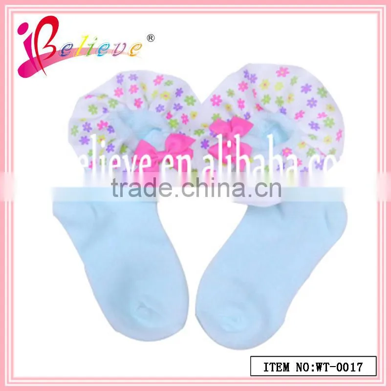 Made in China good quality baby products fancy ribbon soft cosy socks for baby (WT-0015)