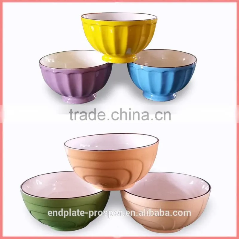Ceramic color soup bowl 3 set