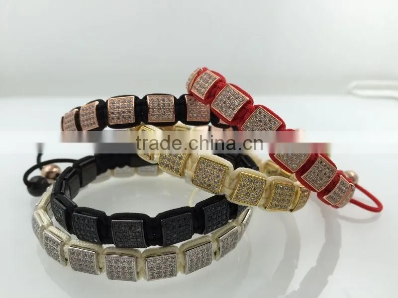 Latest fashion square diamonds rope bangle bracelet for men