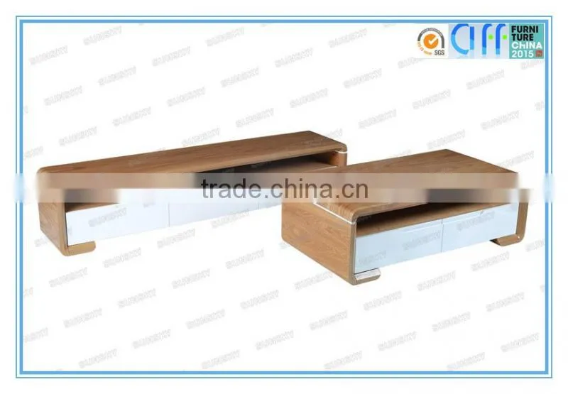 hot selling design MDF coffee table with white drawers 1456A