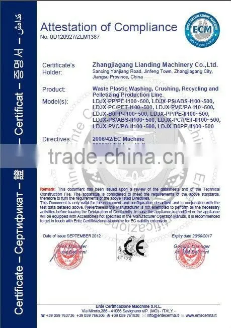 plastic PET recycling granulating line/granulator machine price