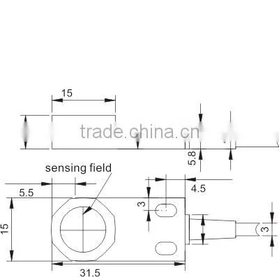 F3N Series Small Rectangle Proximity Sensors, IP 67, Dual LED, Can Be Customized 5VDC Inductance Proximity Switch