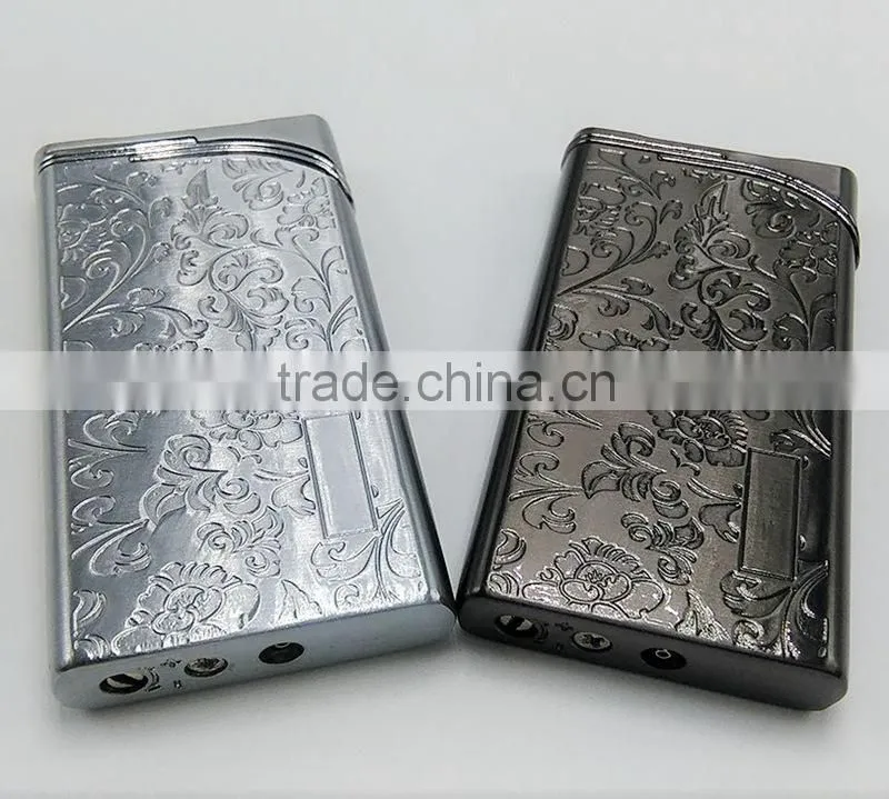 Silver metal lighters laser cigarette case thin lighter