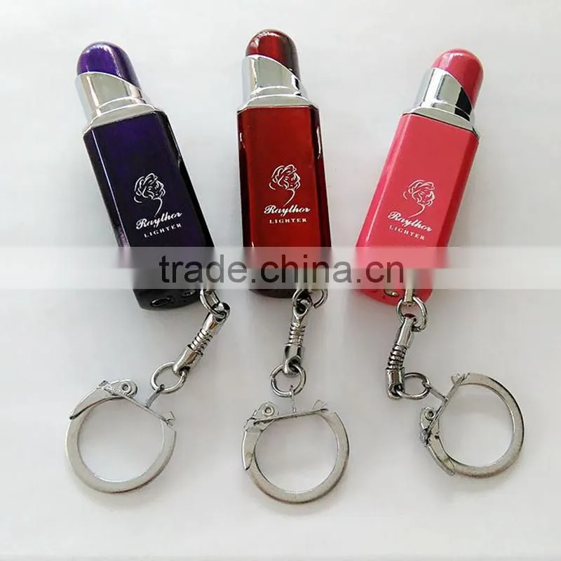 Fashion metal keychain cigarette type lipstick lighter