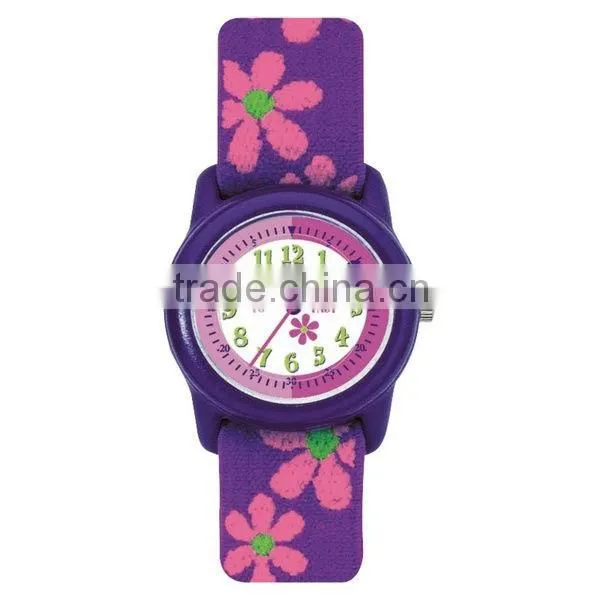 Fashion cute printed facbric nylon strap kid watch child wrist watch
