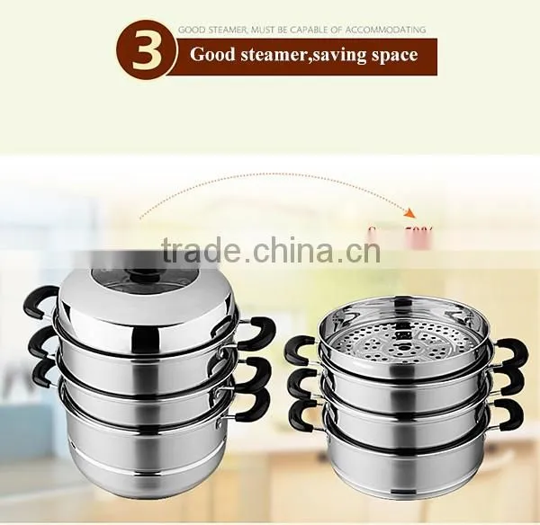 Multi-purpose Three layers large stainless steel food steamer