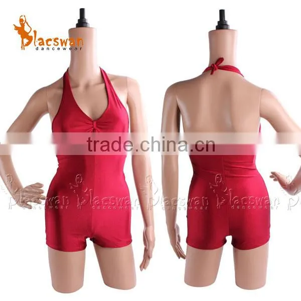 Women's Black Ballet Dance Leotard Halter Strap With Chest Lining