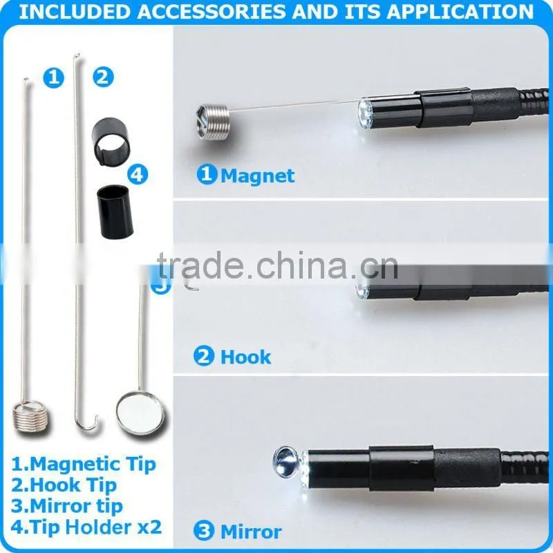 2.4" LCD 9mm Probe 4 LED Lights Video Endoscope Borescope Inspection Camera
