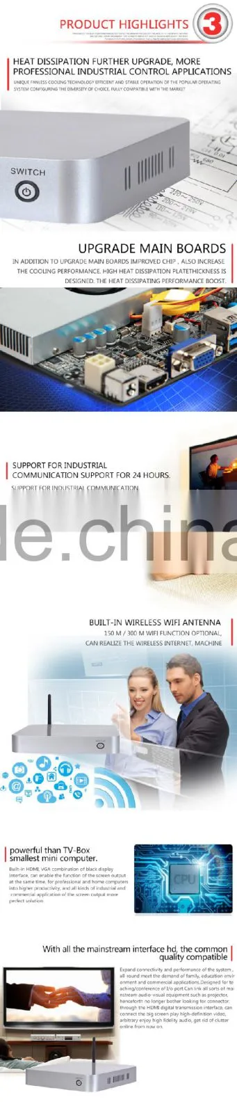 Fanless Small System X26-J1900 Celeron Quad Core Mini PC Win 7 Vensmile W10 i5 5257u 4G RAM 128G SSD With VGA