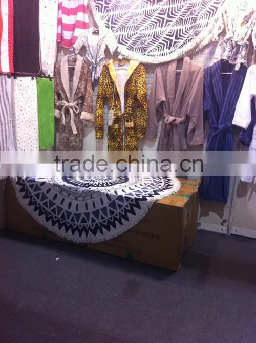 100% Cotton Reactive Printing Round Beach Towel With Tassels for USA/Australia market