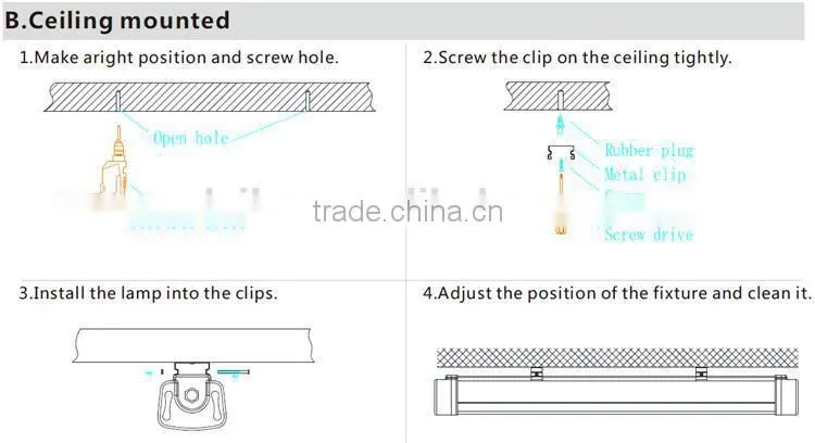 20w-60w 2ft 4ft 5ft tri proof led light used in Wet location, 0.6m vapor tight, integrated LED fixture